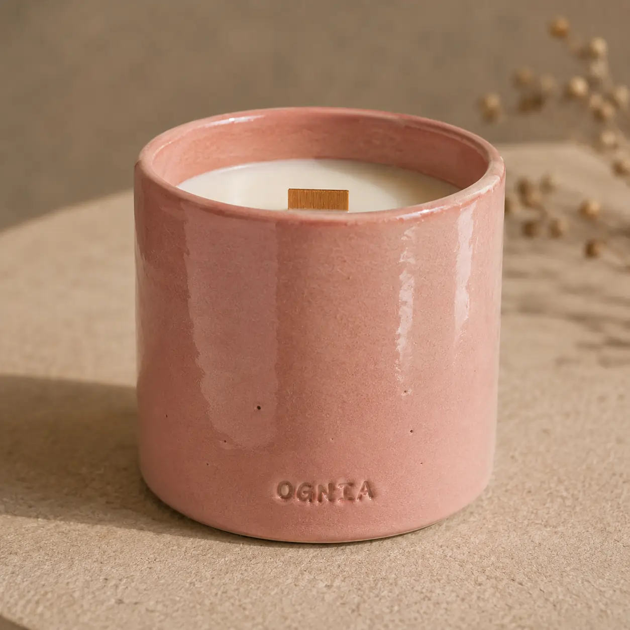 Strawberry candle handmade ceramic candle